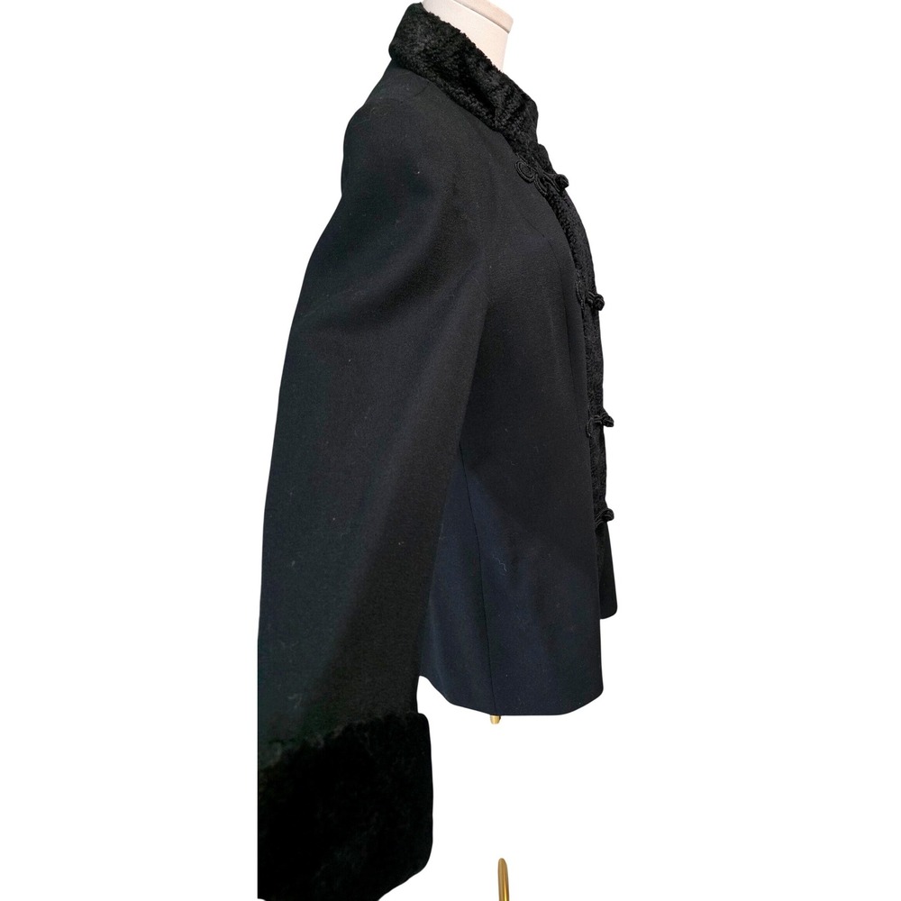 Lilli Ann Jacket Womens M Black Excellent Vintage Persian Lamb Fur Frog Closure - Picture 8 of 15